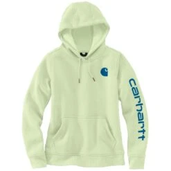 'Carhartt' Women's Clarksburg Logo Sleeve Graphic Hoodie - Hint Of Lime -Bold Basics 102791 GB4 WS23 e V2 1024x1024@2x
