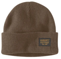 'Carhartt' Men's Knit Rugged Patch Beanie - Coffee