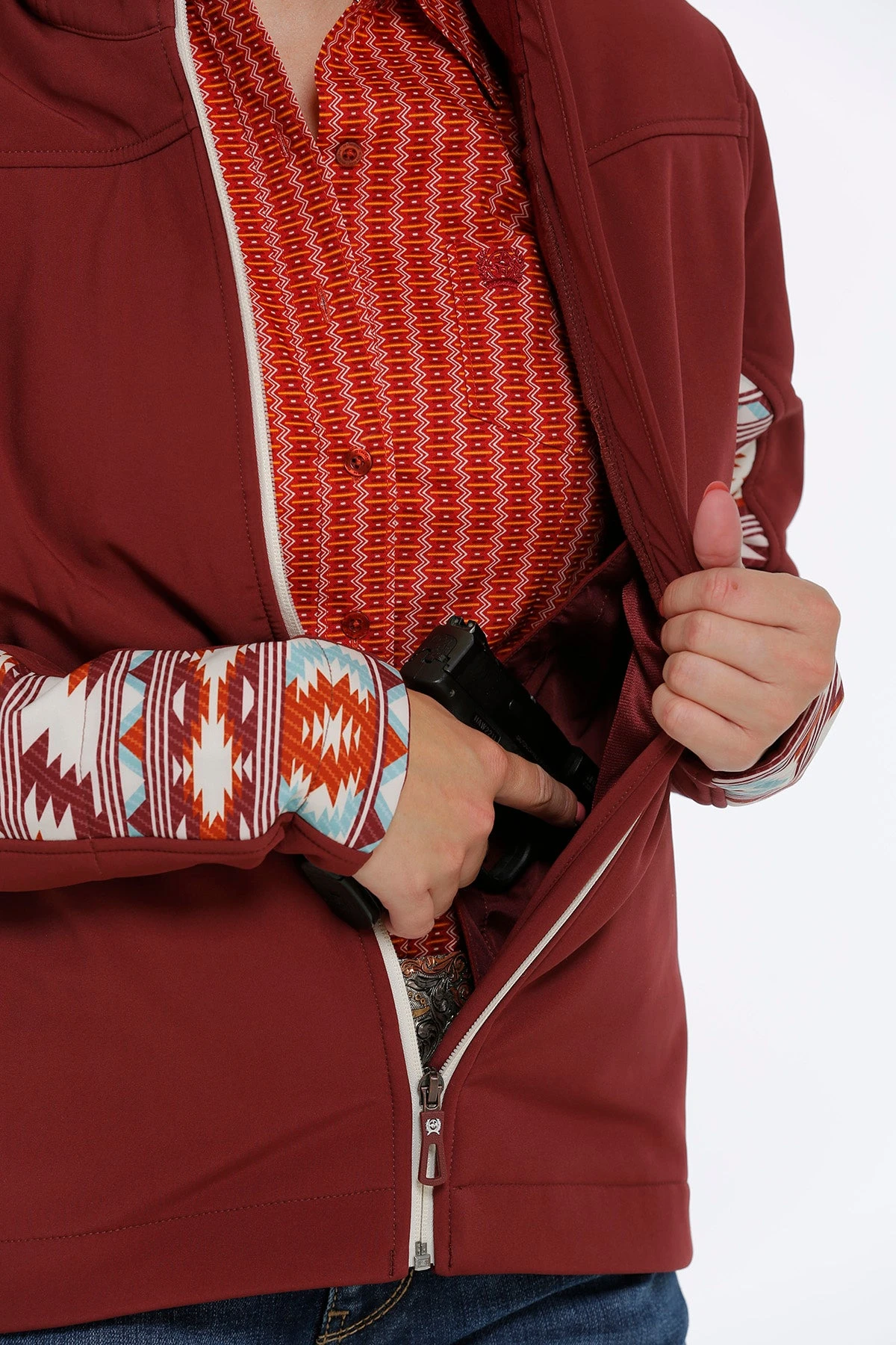 'Cinch' Women's Concealed Carry Bonded Jacket - Burgundy 1 'Cinch' Women's Concealed Carry Bonded Jacket - Burgundy